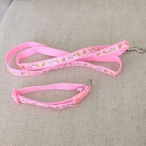 Pink Dog Collar and Leash Set